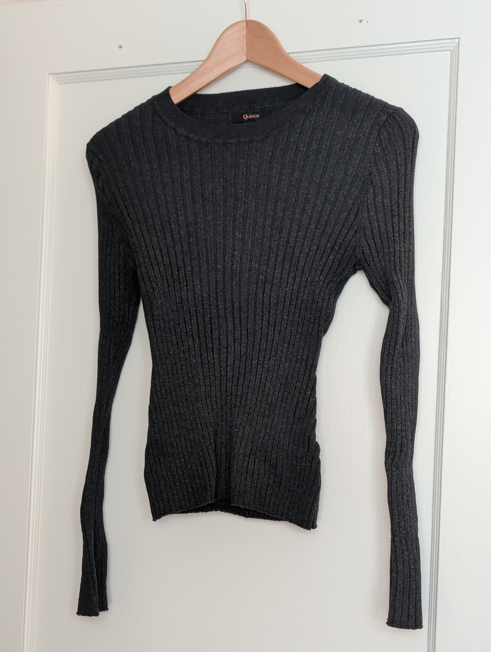 Quince Women's Charcoal Ribbed Crewneck Sweater
